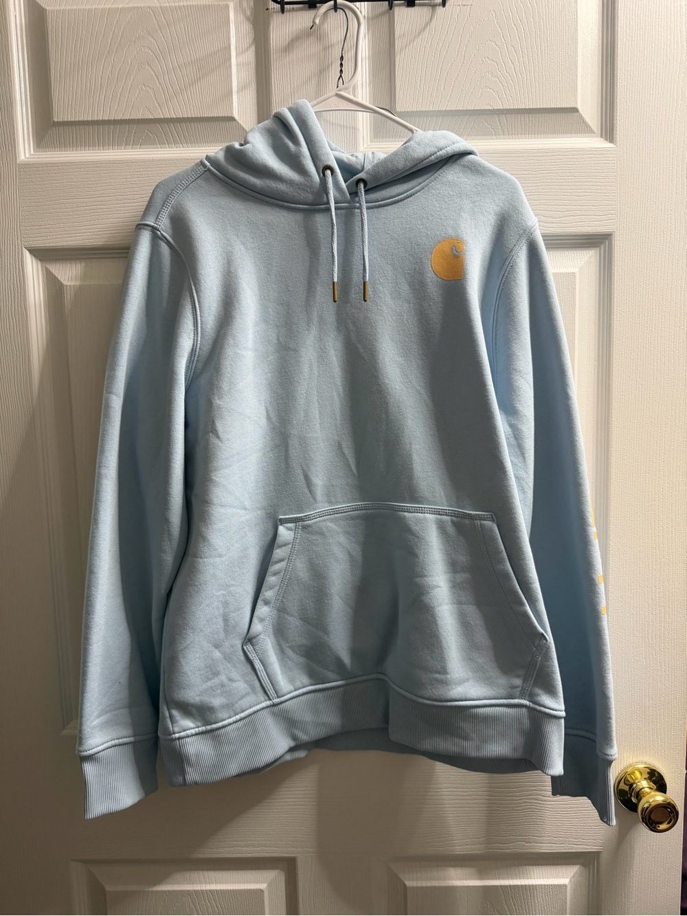 Carhartt Light Blue Logo Hoodie - Pullover Sweatshirt